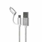 KlipX Cable 2 en 1 Lightning y Micro USB a USB Silver