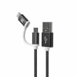KlipX Cable 2 en 1 Lightning y Micro USB a USB Black