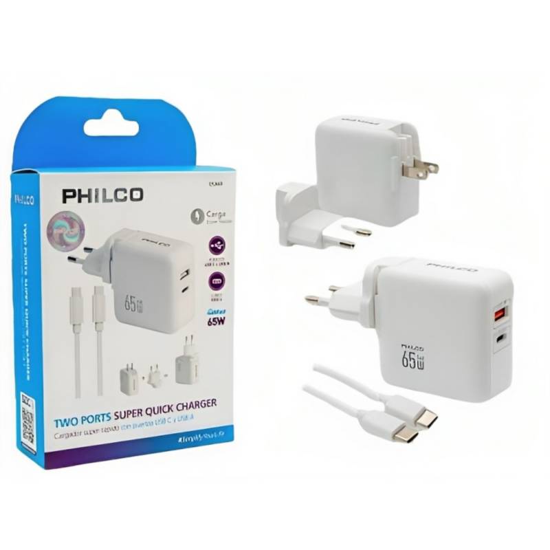 Cargador Philco QC665 65W USB y USB-C – Megabits Tienda