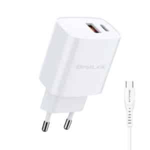 Cargador de pared dual PD+QC 20W con cable USB-C BL-CHQC200