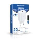 Cargador de pared dual PD+QC 20W con cable USB-C BL-CHQC200 - Imagen 3