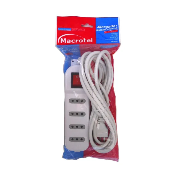 Alargador Macrotel con Switch 3 metros 4 Posiciones Blanco - Imagen 2