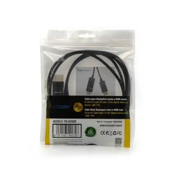Cable Display Port a HDMI 1.8mts Tecmaster TM-100529 - Imagen 2