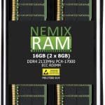 Memoria RAM DDR4-2133MHz PC4-17000 ECC RDIMM 1Rx4 1.2V de 16 GB (2 x 8 GB) NEMIX RAM