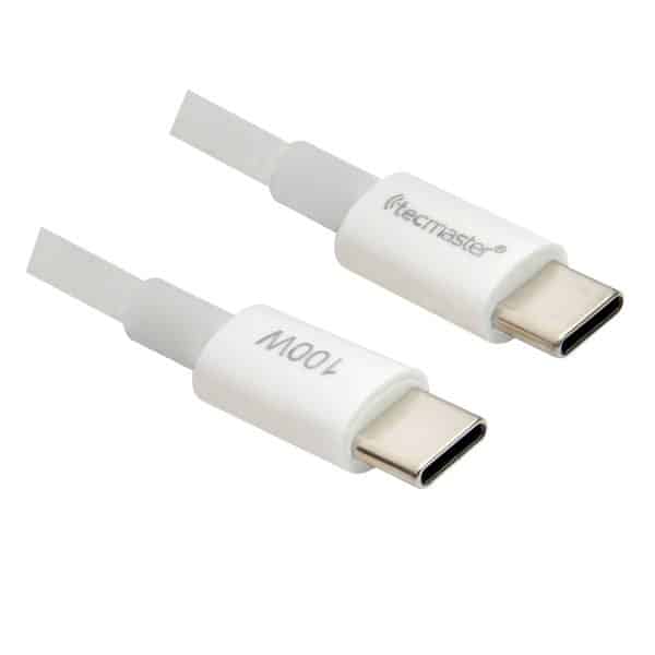 Tecmaster Cable USB Tipo C2.0 1 Mts Blanco 100W TM-200559 - Imagen 1