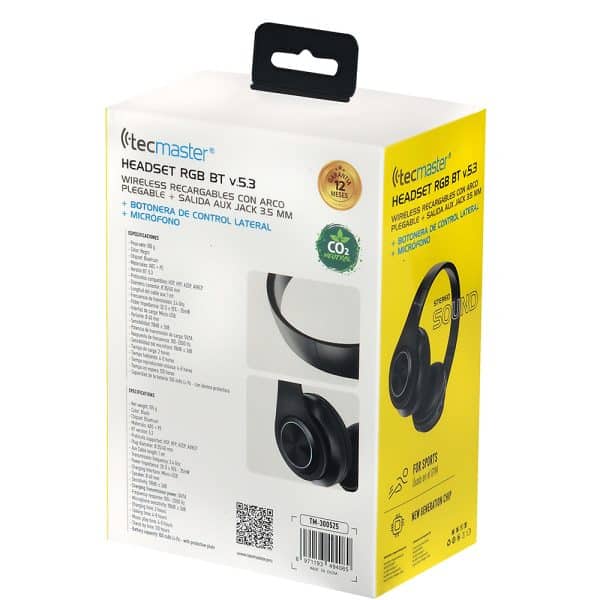 Tecmaster Headset Bluetooth RGB Wireless Recargable TM-300525 - Imagen 4