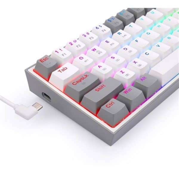 Teclado Mecánico Redragon Fizz White/Grey RGB Switch Red K617-RGB - Imagen 2