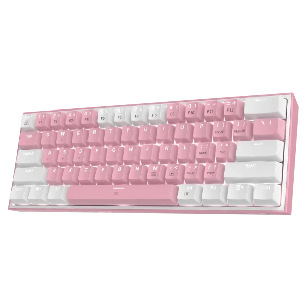 Teclado Mecánico Redragon Fizz Pink/White RGB Switch Red K617-RGB - Imagen 1