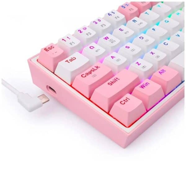 Teclado Mecánico Redragon Fizz Pink/White RGB Switch Red K617-RGB - Imagen 2