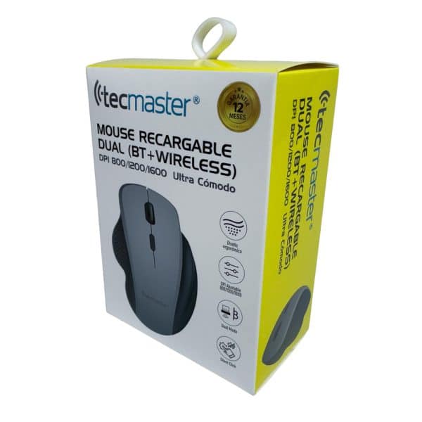 Mouse Ergonómico Recargable Dual Inalámbrico Tecmaster TM-100562-GF - Imagen 4