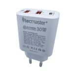 Cargador de Pared Fast Charge 30W 3 Puertos Tecmaster TM-200554-WH