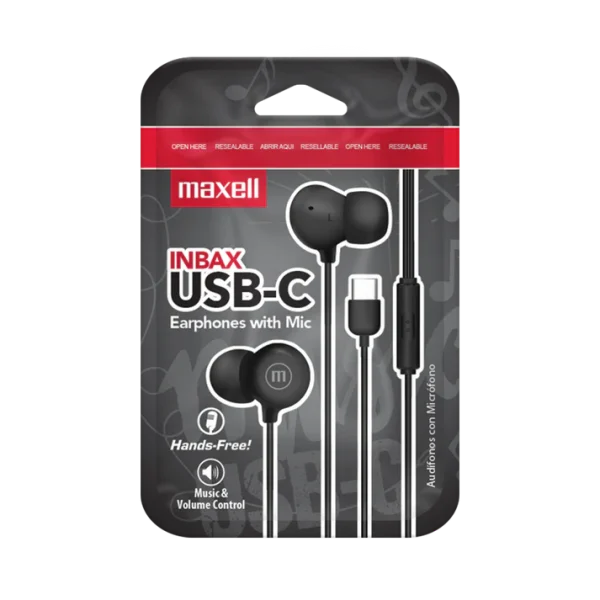 IN-BAXUSBCBLACK_3 Audífonos Maxell Inbax USB-C con Micrófono - Imagen 1