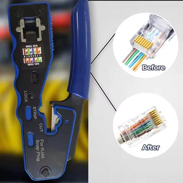 ZoeRax Crimpeadora RJ45, para Cat7 Cat6a Cat6 Cat5 Cat5e 8P8C, conector Modular Ethernet, herramienta de alambre todo en uno. - Imagen 3