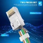 ZoeRax Pack de 50 conectores de paso RJ45 Macho Cat7 Cat6A blindados - Imagen 3