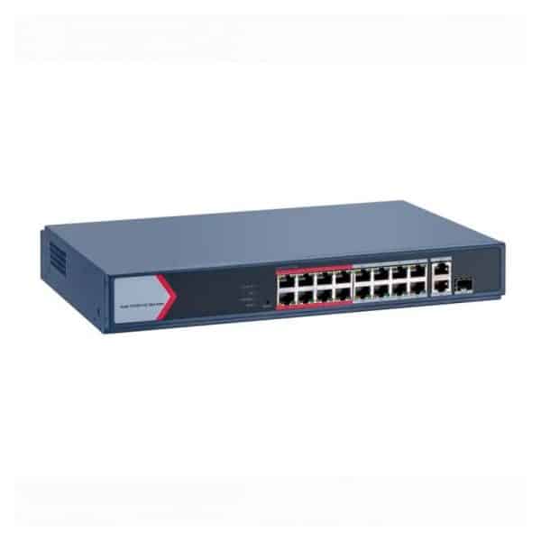 switch-16fe-poe-1ge-1sfp-smart-ds-3e1318p-eim-hikvision Switch Hikvision 16 Bocas Administrable 10/100 PoE DS-3E1318P-El - Imagen 1