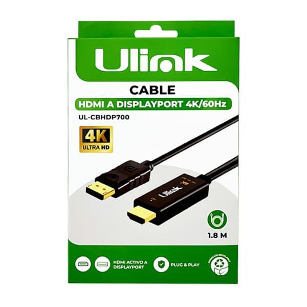 Cable HDMI a Display Port 4K 60Hz Ulink UL-CBHDP700 - Imagen 2