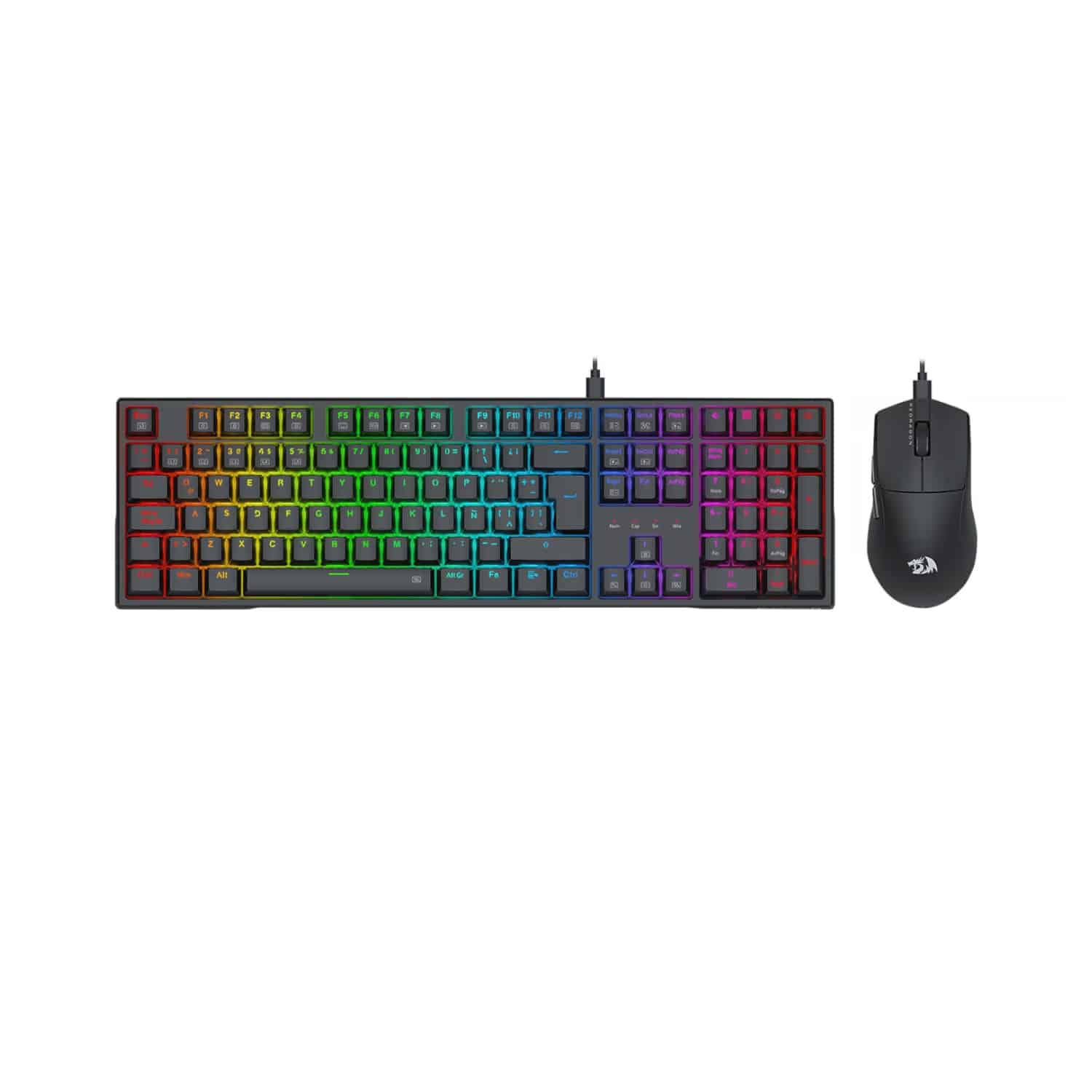 redragon_kit_teclado-mouse_S146_SP_01 Kit Teclado + Mouse Redragon - K668RGB SP + M724 Negro - S146 - Imagen 1