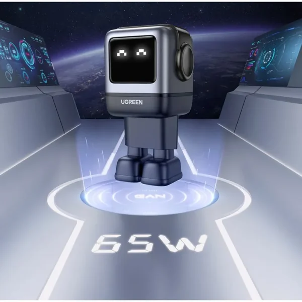 Cargador Robot Ugreen Uno RG GaN 65W 1x USB 2x USB-C - Imagen 3