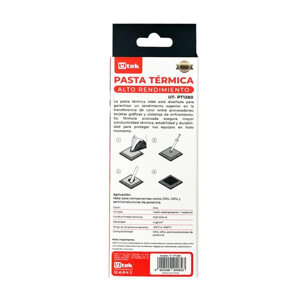 Pasta Térmica Utek 4gr (con espátula y limpiador) UT-PT1280 - Imagen 3