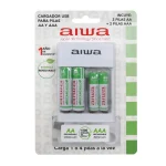 Cargador de Pilas Aiwa BC0807T (Incluye 2 Pilas AA y 2 Pilas AAA)