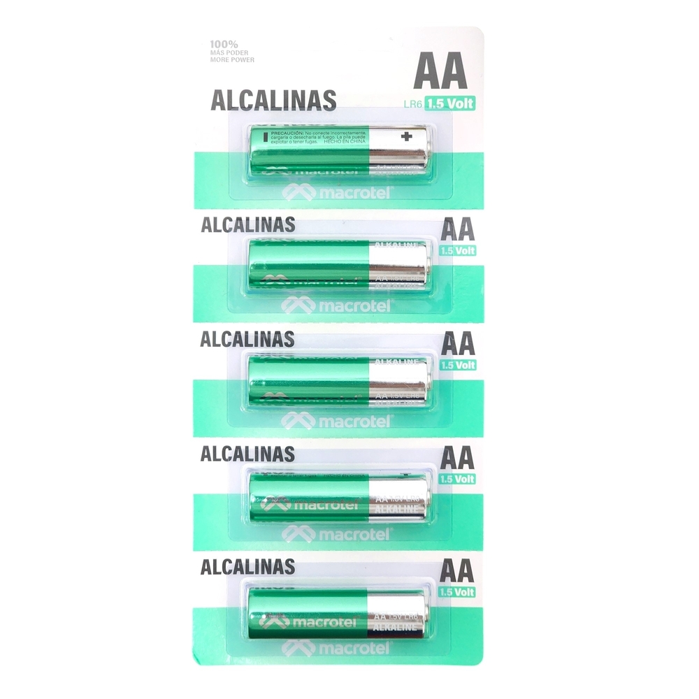 8020-1 Pack 5 Pilas Alcalinas AA Prepicadas Macrotel MA-ALK5AAP - Imagen 1