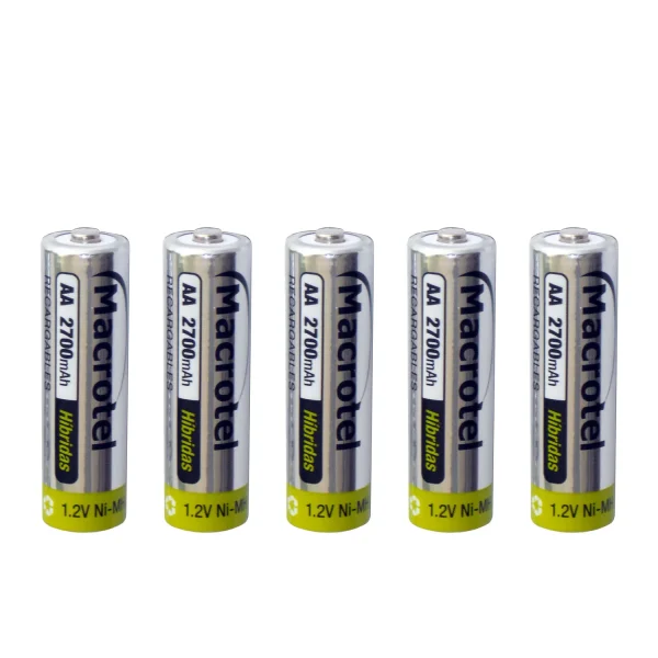 Pilas Macrotel AA Pre-Cargadas Híbridas 2700mAh (5 Unidades) - Imagen 2