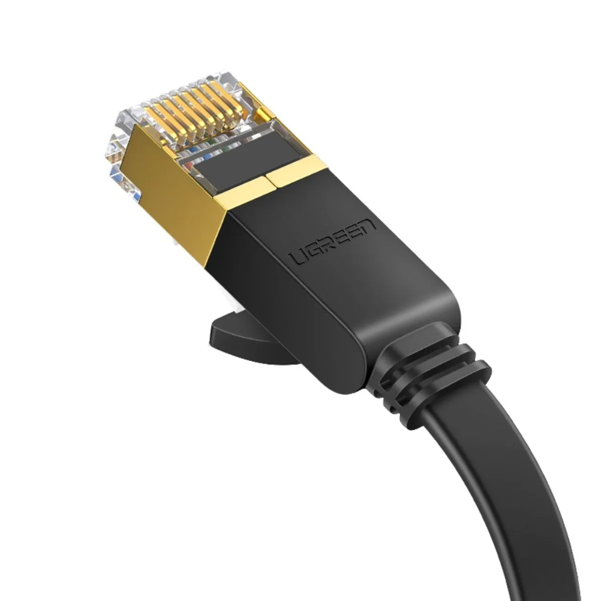 160381-1200-1200 Cable de Red Plano 1mt Cat7 U/FTP (10GBPS) Negro Ugreen NW106 - Imagen 1