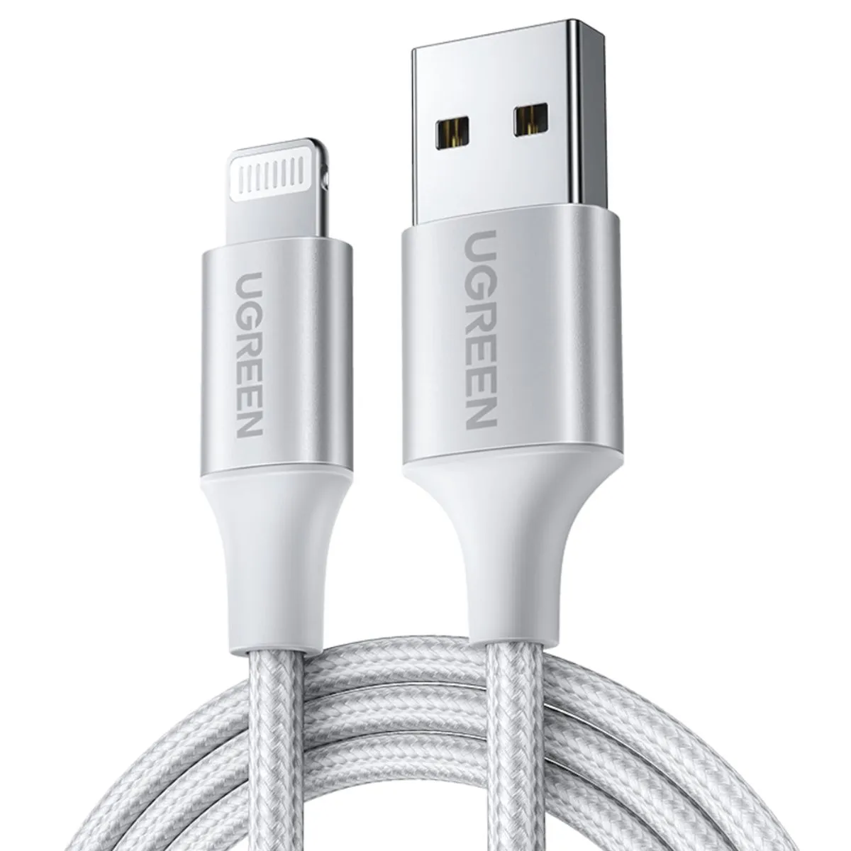 168243-1200-1200 Cable USB a Lightning Certificado MFI 2.4A 2mts Silver Ugreen - Imagen 1