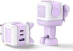Cargador Robot Ugreen Uno RG GaN 65W 1x USB 2x USB-C Púrpura - Imagen 2