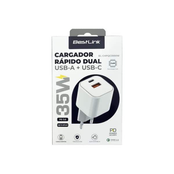Cargador de Pared Dual PD+QC 35W Bestlink BL-CHPQC3500W - Imagen 2