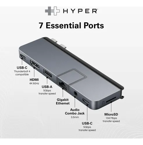 D_NQ_NP_823440-CBT107652613442_032026-O Adaptador Multipuerto 7 en 2 USB-C Hyper HD575 - Imagen 1